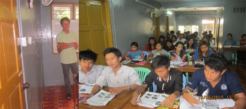 Students at South East Asia Bible College learn English.