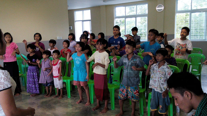 South East Asia Bible College students do outreach at a Children's Home in Shwepyethar.