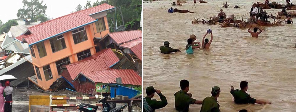 Flood relief works in Myanmar.