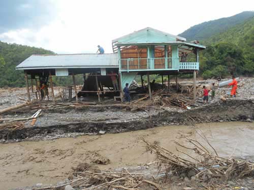 A house in Nakzang after the flood in Myanmar.