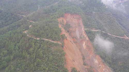 Road to Hakha, Chin State in Myanmar ruined by the flood.