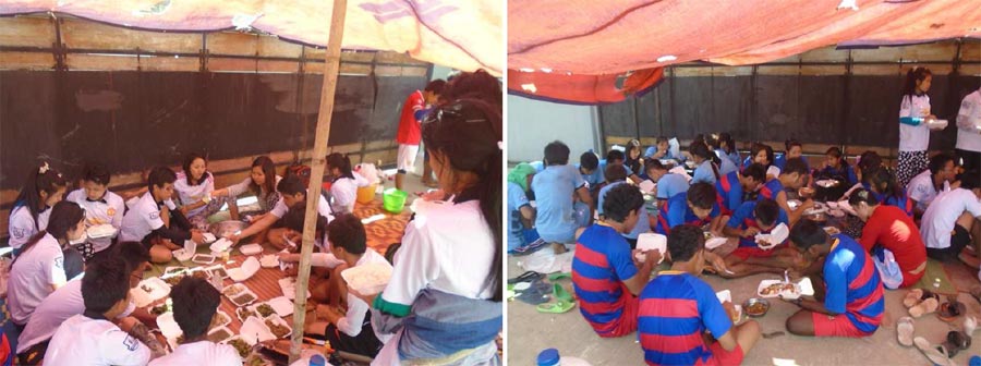 Students at the Southeast Asia Bible College play sports and have lunch fellowship.