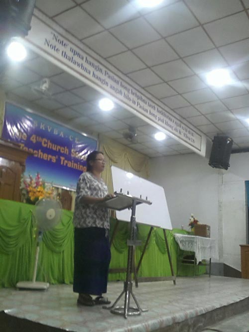 Sister Mary ML Neel (CEF) teaching at Sunday School Teachers' training
