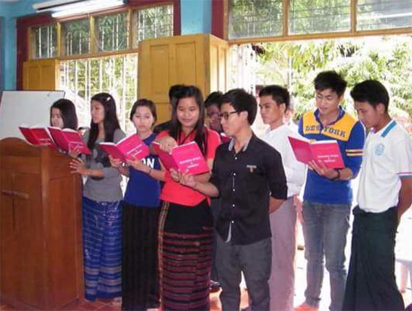 Final year students singing a welcoming song, specifically for the freshman